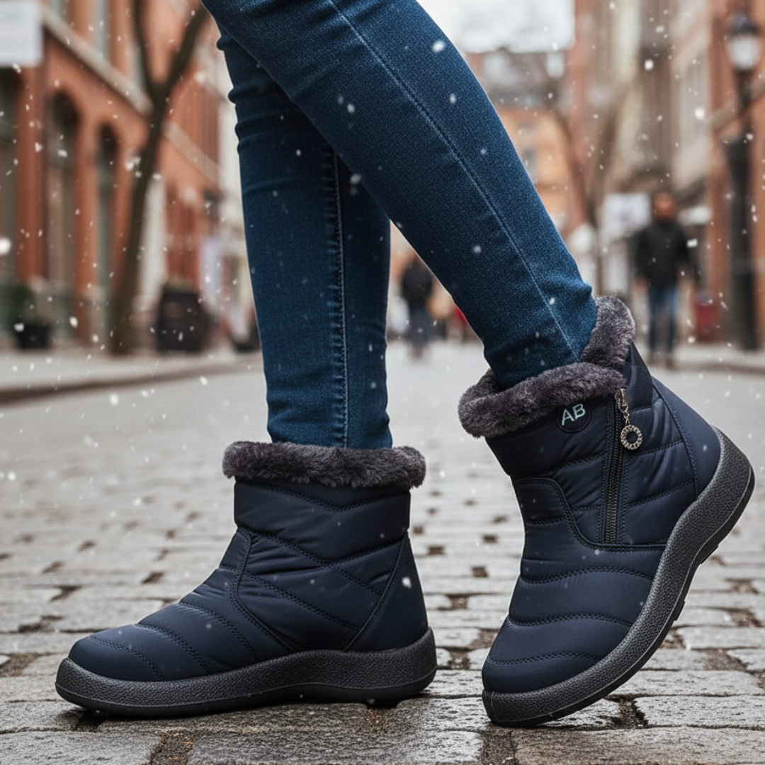 Wasserdichte Winterstiefel mit Plüschfutter und rutschfester Gummisohle für Damen, Schneestiefel, Winterschuhe, warm | Sansoti