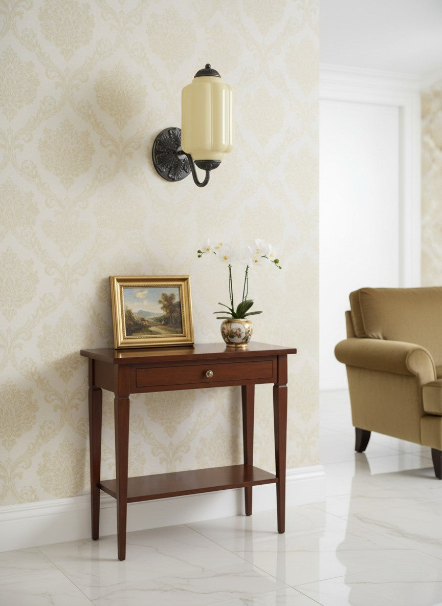 Melkglazen Wandlamp Eloise voor Hal en Slaapkamer | Vintage Wandverlichting met Melkwit Glas | Sansoti