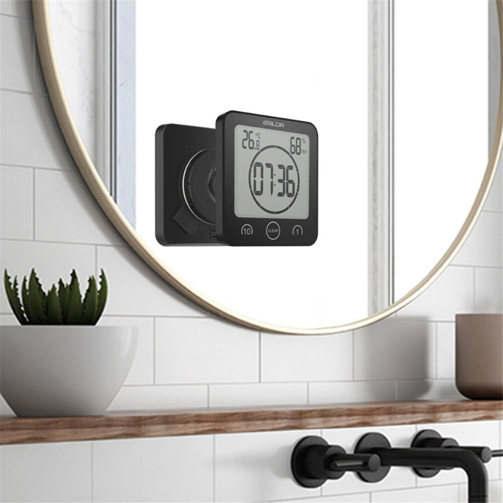 Waterproof Bathroom Clock with Suction Cup 10cm Shower-Resistant Time Display for Damp Spaces Shower Bath Sauna | Sansoti