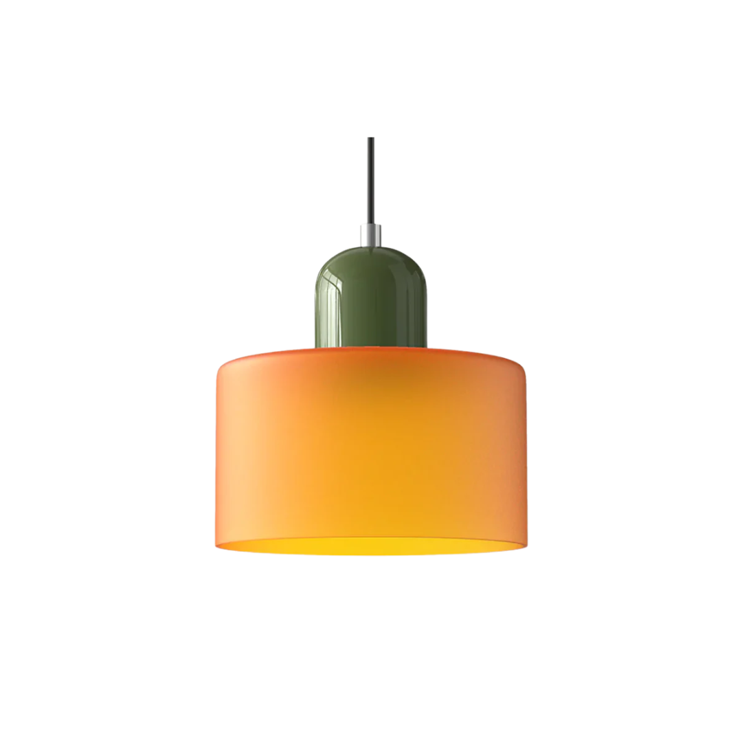 Lismeno Retro Hanglamp Glas 15cm Groen Oranje Eettafel Keuken Vintage Verlichting Compact | Sansoti