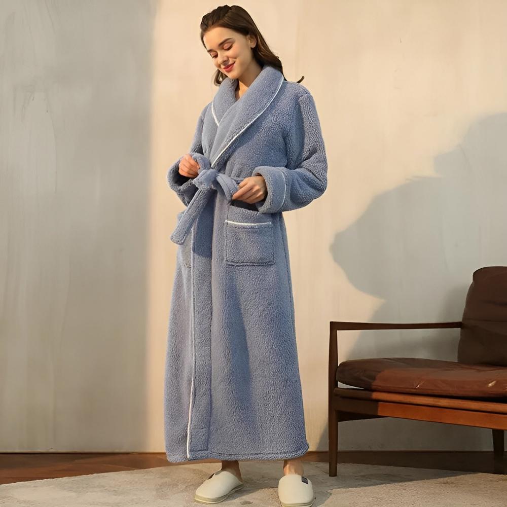Sherpa Coral Fleece Badjas met Shawlkraag Unisex Loungewear Comfortabel Huis Huispak Zachte Fleece Ochtendjas | Sansoti