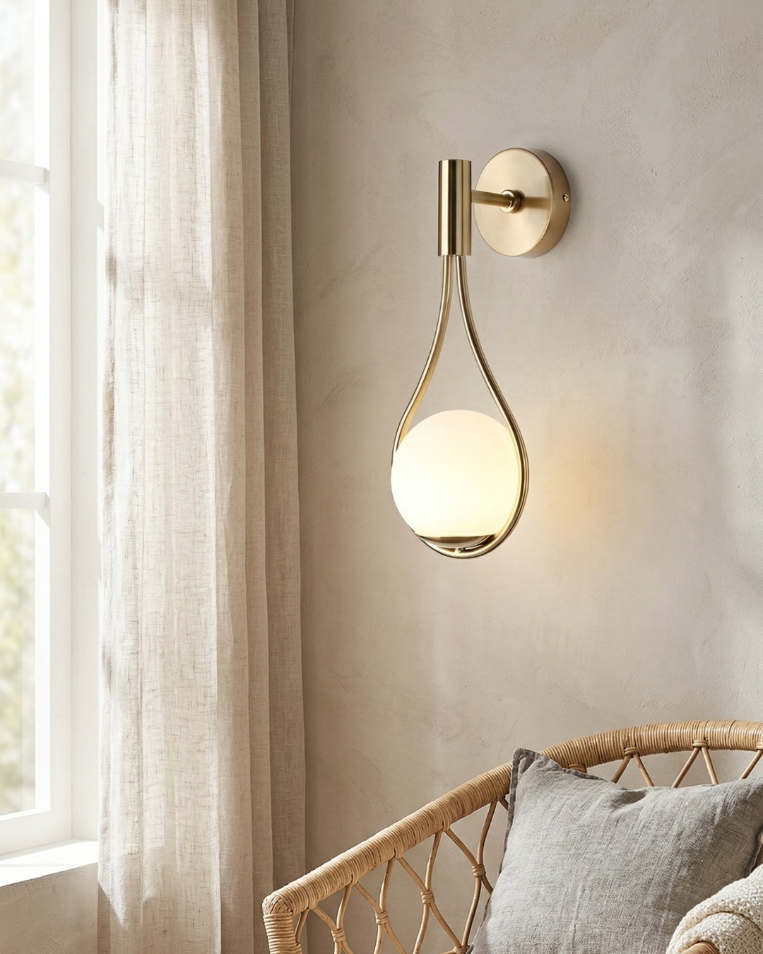 Nordische Wandlamp met Glazen Bol — Minimalistische Verlichting voor Scandinavische Interieurs | Sansoti