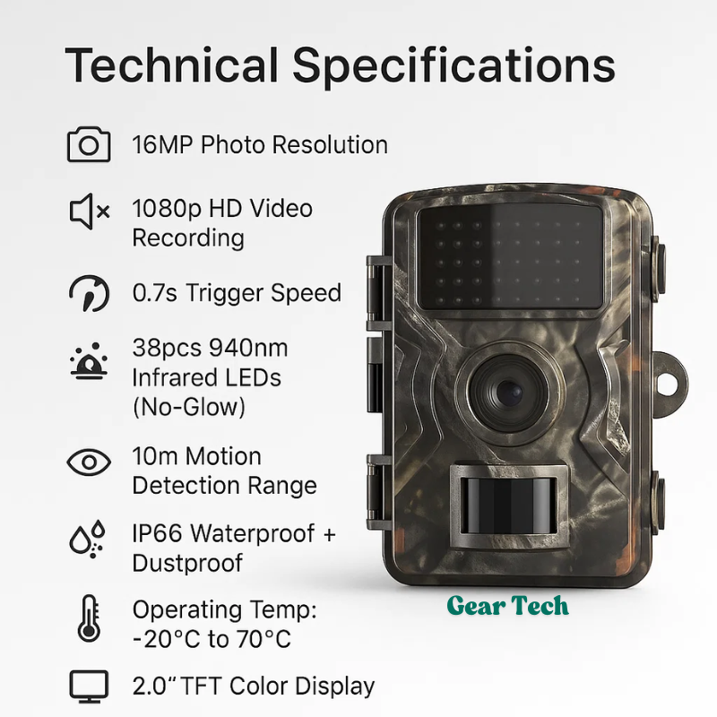 Wildlife Bewegingscamera met Nachtzicht 16MP 1080p voor Tuin Natuurfotografie Waterdicht IP66 | Sansoti