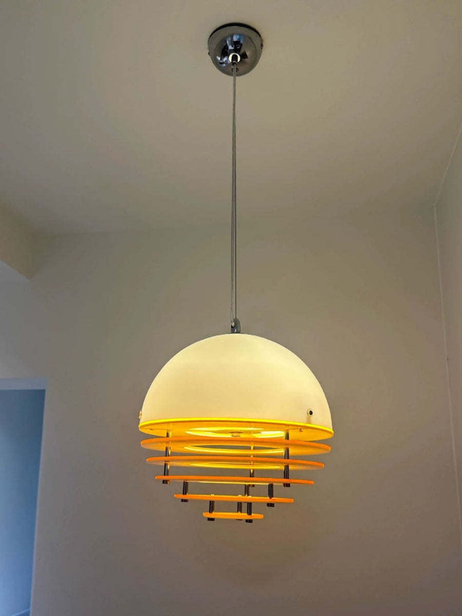 Stijlvolle Hanglamp Bauhaus Design Oranje-Wit Sfeerverlichting voor Moderne Interieurs | Sansoti