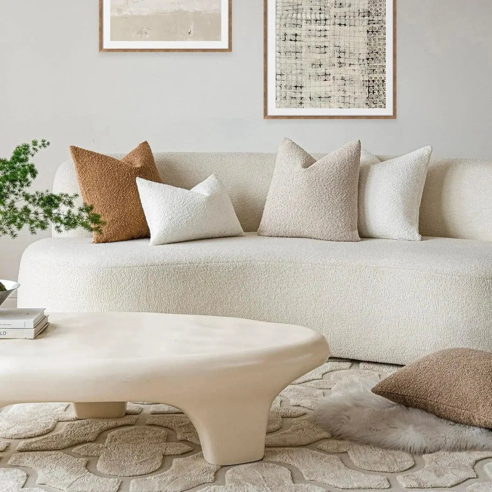 Housse de Coussin Bouclé Luxe 45x45 Doux Design Minimaliste | Restfield