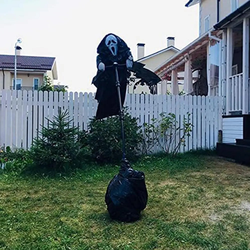 Hanging Horror Ghost Figure XXL – Creepy Halloween Decoration with Mask and Cloak for Garden and Party | Sansoti