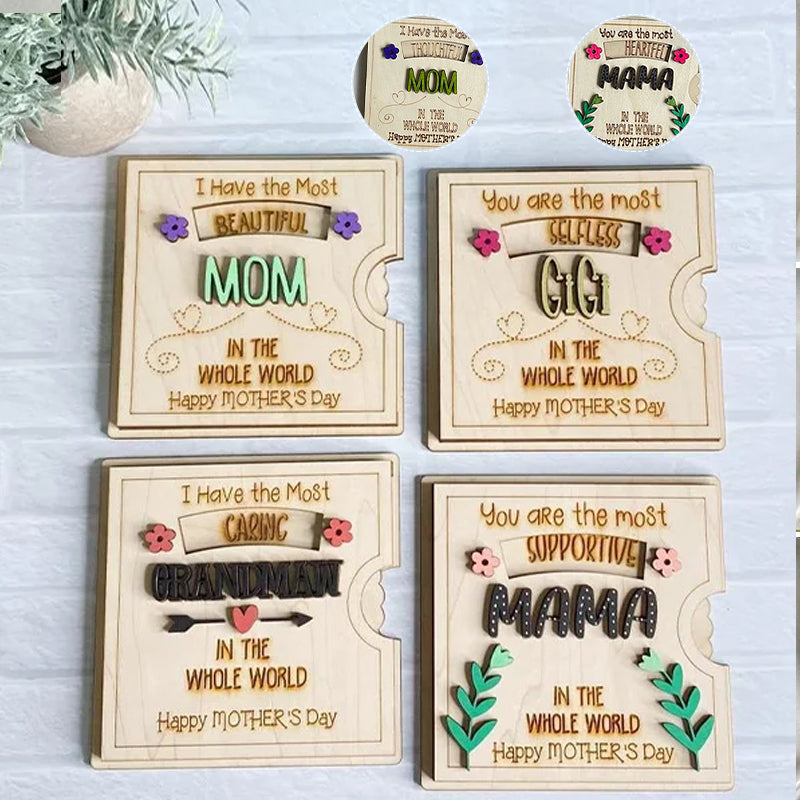 Draaibaar Moederdagornament Hout met Vier Hartteksten Decoratief Wanddecoratie Woonkamer Slaapkamer Cadeau | Sansoti