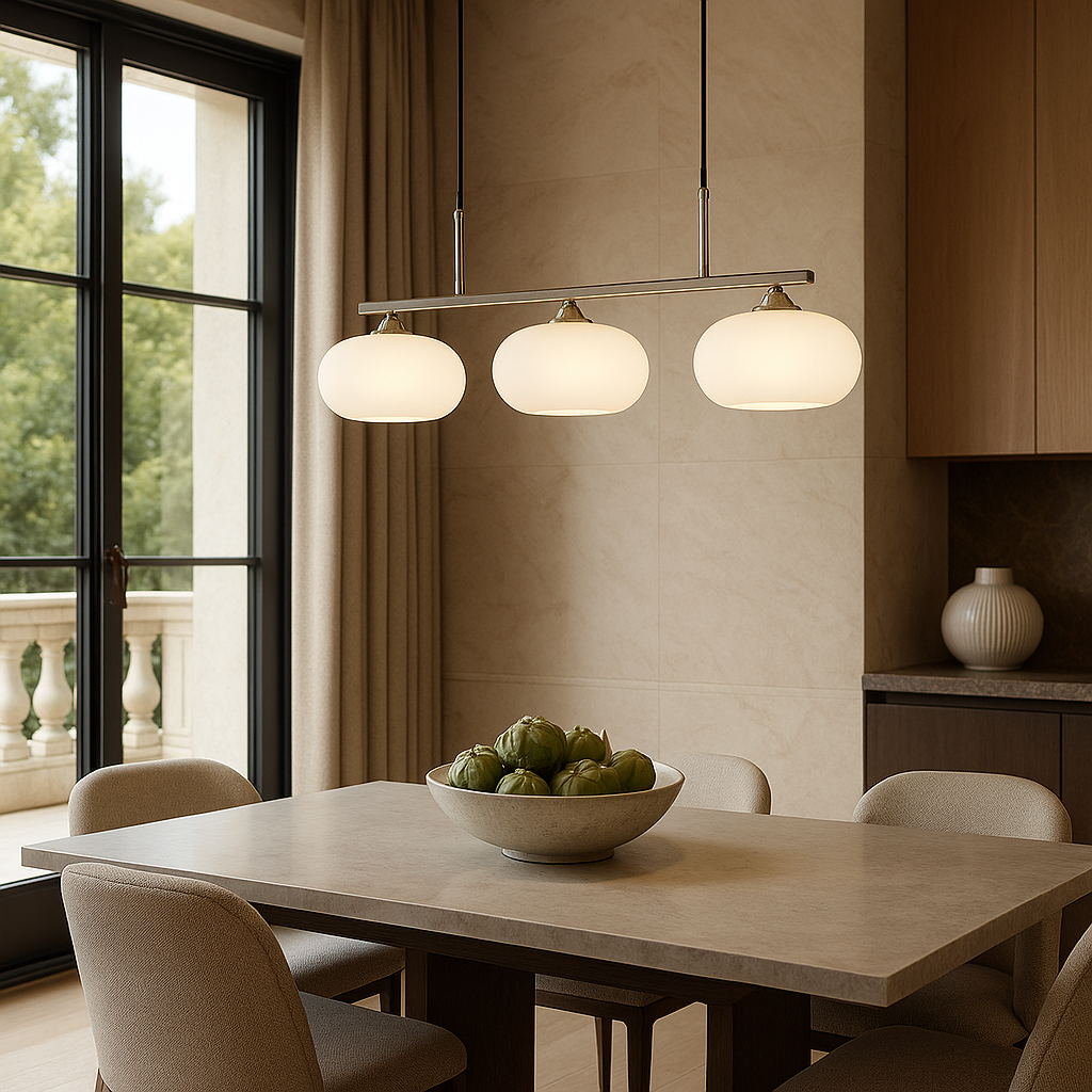 Bauhaus 3-kops hanglamp glas metaal zwart kookeiland eetkamer verlichting moderne design lamp minimalistisch interieur | Sansoti