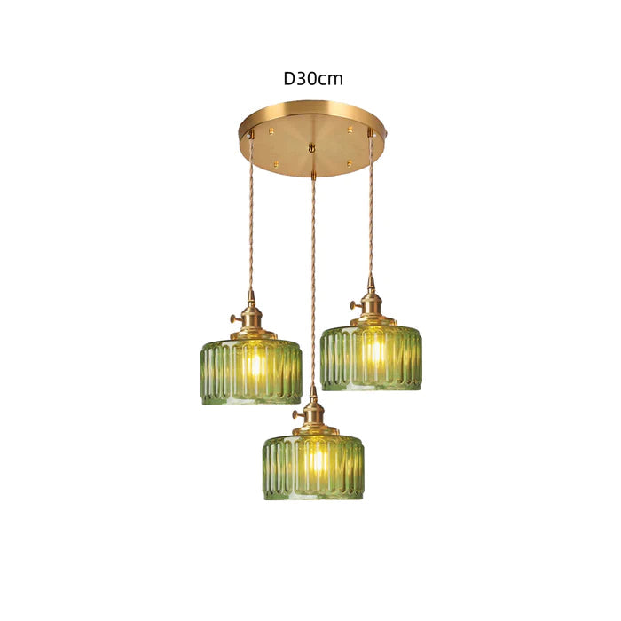 Crystal Glass Pendant Light Cylindrical Shape Adjustable Height Vintage Style Living Room Dining Room Hallway Ambient Lighting | Sansoti