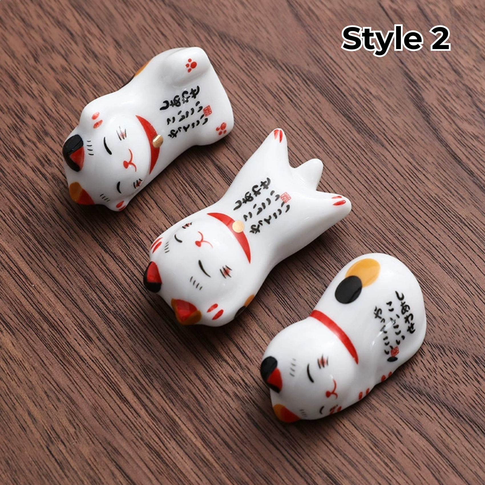 Support à baguettes en céramique avec motifs animaux et fruits – Lot de 3 | Sansoti