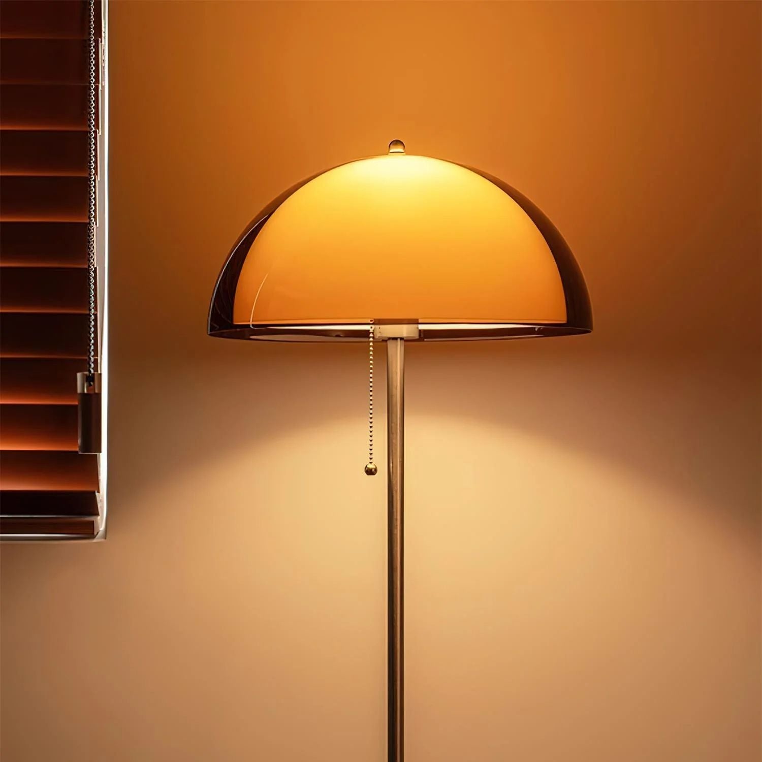 Tavino vloerlamp hout metaal amber woonkamer leeslamp retro design sfeerverlichting moderne staande lamp | Sansoti