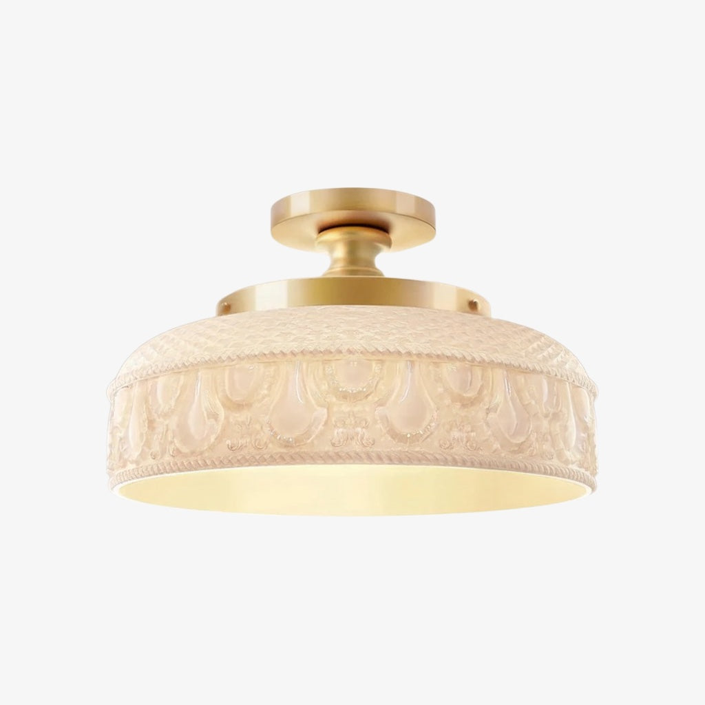 Geribbelde Glazen Plafondlamp met Metalen Armatuur – Minimalistische Verlichting voor Slaapkamer en Gang | Sansoti