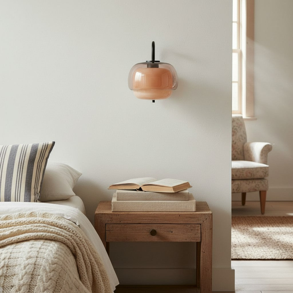 Gekleurde Glazen Wandlamp met Ronde Kap – Groen, Roze, Oranje – Moderne LED Verlichting | Sansoti