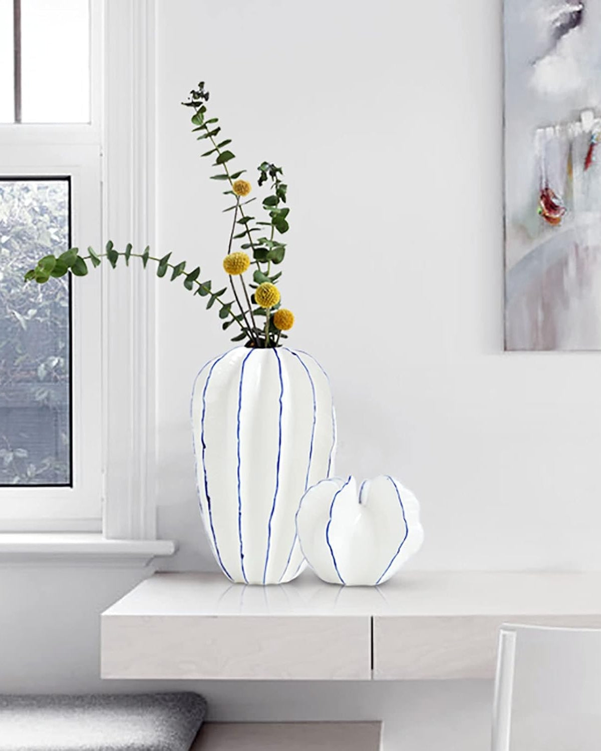 Keramische Sierpot met Moderne Silhouet voor Droogbloemen en Kunstplanten | Sansoti