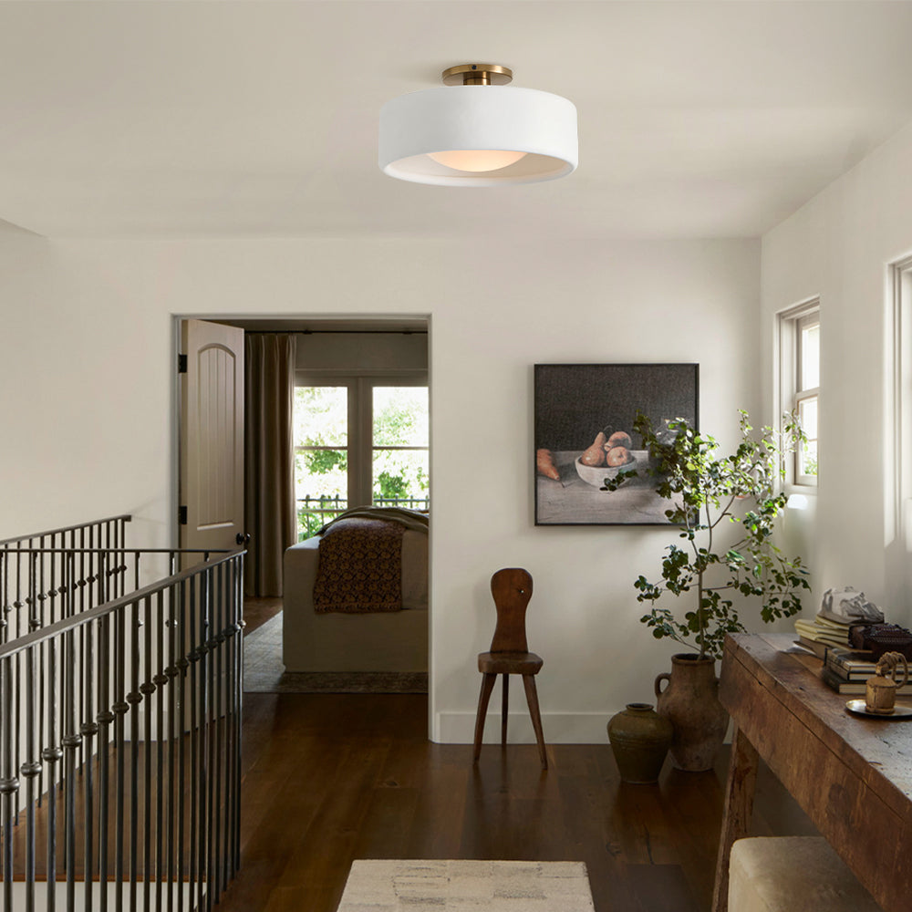 Keramische Plafondlamp Scandinavisch Design met Halfrond Porselein Kap | Sansoti
