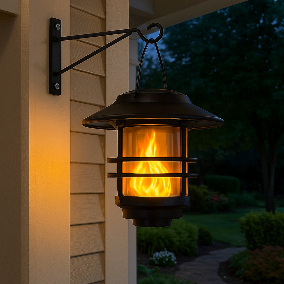 Solarlaternen mit Flammeneffekt für Garten und Veranda – atmosphärische Wandbeleuchtung 2 Stück | Sansoti