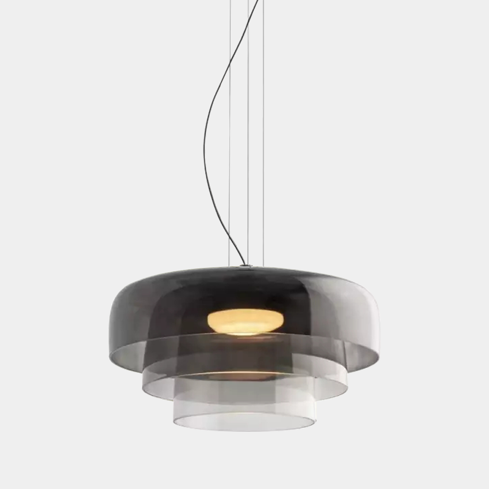 Suspension Verre Design Nordique Superposé 1 2 3 Niveaux Orange Vert Gris Salle à Manger Cuisine Salon Suspension Lumière Chaude LED Réglable
