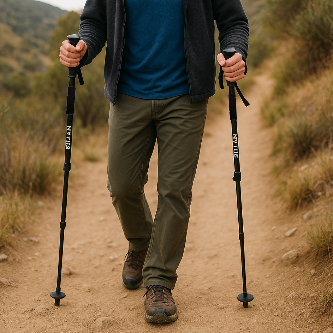 Inklapbare Wandelstokken 4-delig Verstelbaar 64-134cm Aluminium Lichtgewicht Trekking Bergen Outdoor | Sansoti