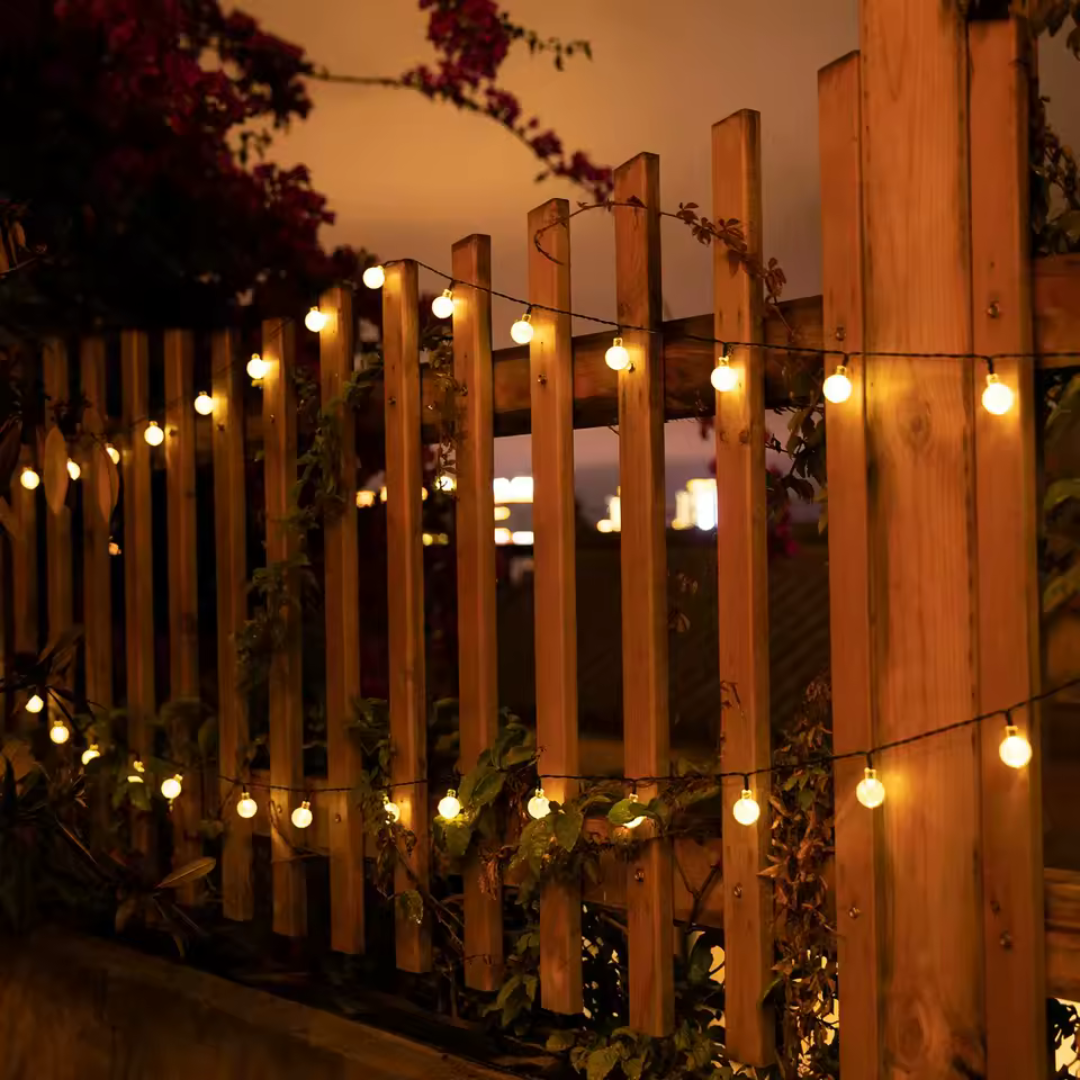Solar LED Lichtsnoer Outdoor Warmwit Kristalbol 6.5m-22m Waterdicht IP65 Tuinverlichting Feestverlichting Terras | Sansoti