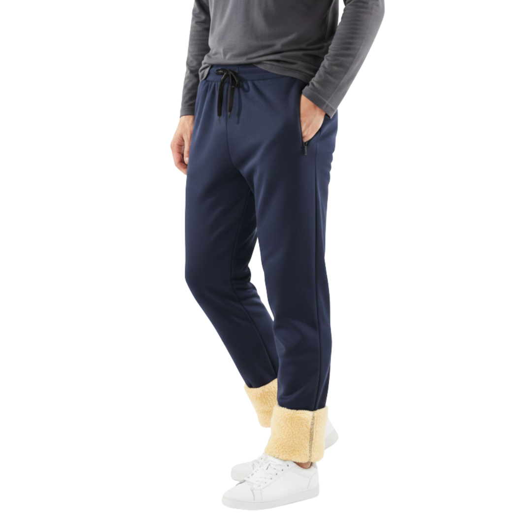 Gefütterte Jogginghose mit Sherpa-Innenfutter Winterhose Fleece-Reißverschlusstaschen Elastischer Bund Komfort | Sansoti
