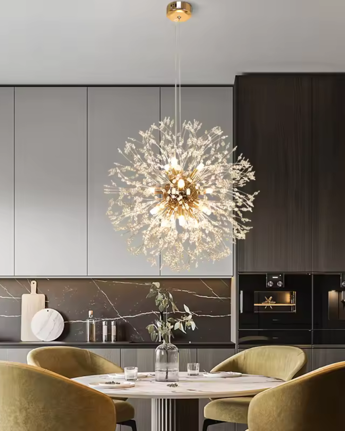 Stervormige Kroonluchter met Metalen Takken Goud Zilver voor Woonkamer Eetkamer Modern Interieur Hanglamp Plafondverlichting 40-60cm | Sansoti