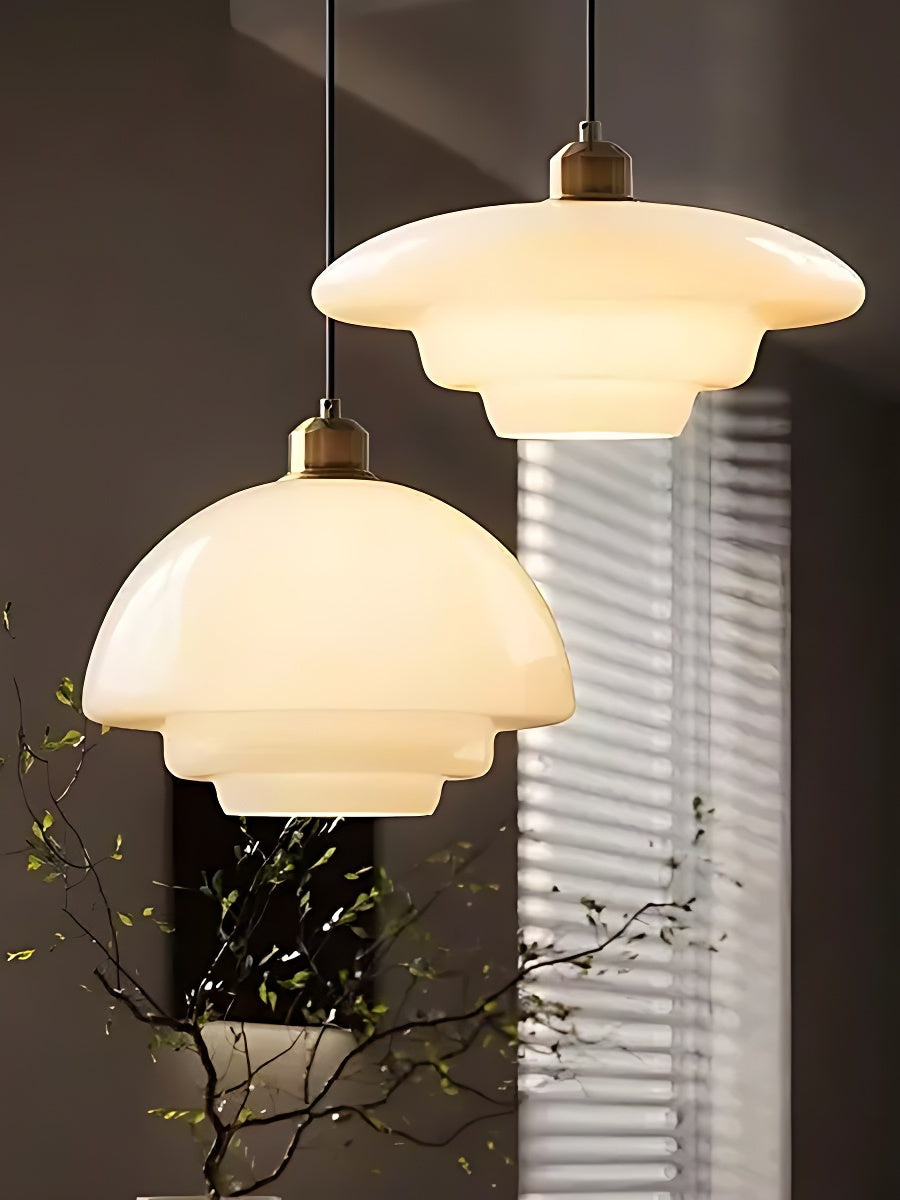 Glazen Hanglamp met Gelaagd Design – Melkwit Matglas voor Eetkamer en Woonkamer | Sansoti