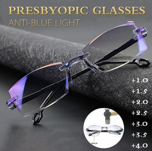 Multifocale Leesbril met Blaulichtfilter – Progressieve Gleitsichtbril – Randloos Ultralight Design voor Computer en Lezen | Sansoti