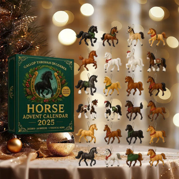 Adventskalender Pferde 24 Mini-Figuren Handbemalt Verschiedene Rassen Weihnachtsdekoration Kinder | Sansoti