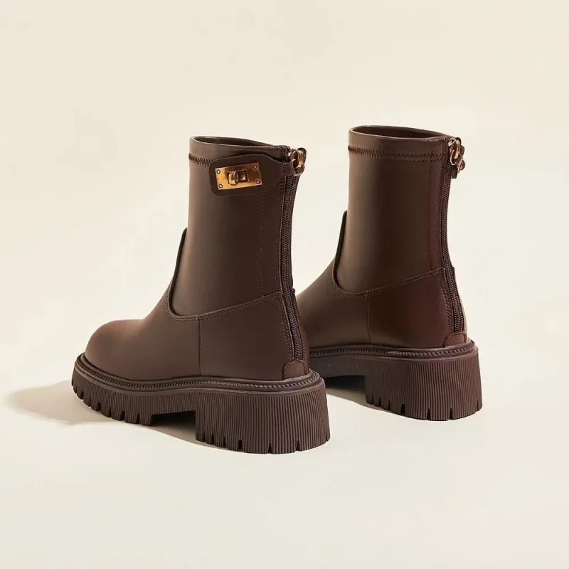 Damen-Stiefeletten aus Leder mit Reißverschluss, hoher Tragekomfort, Streetwear, Winter, Herbst, lässig, schick, modisch, stilvoll | Sansoti