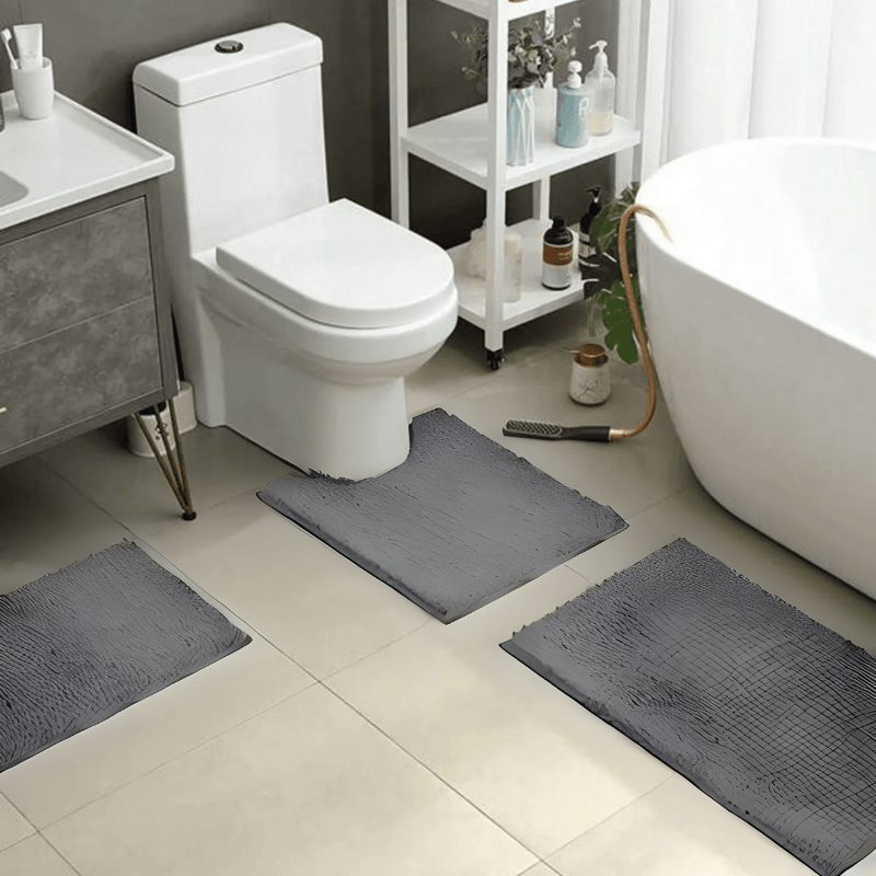 Chenille Badmat Antislip Polyester 3 Formaten Zacht Absorberend Badkamer Toilet | Sansoti