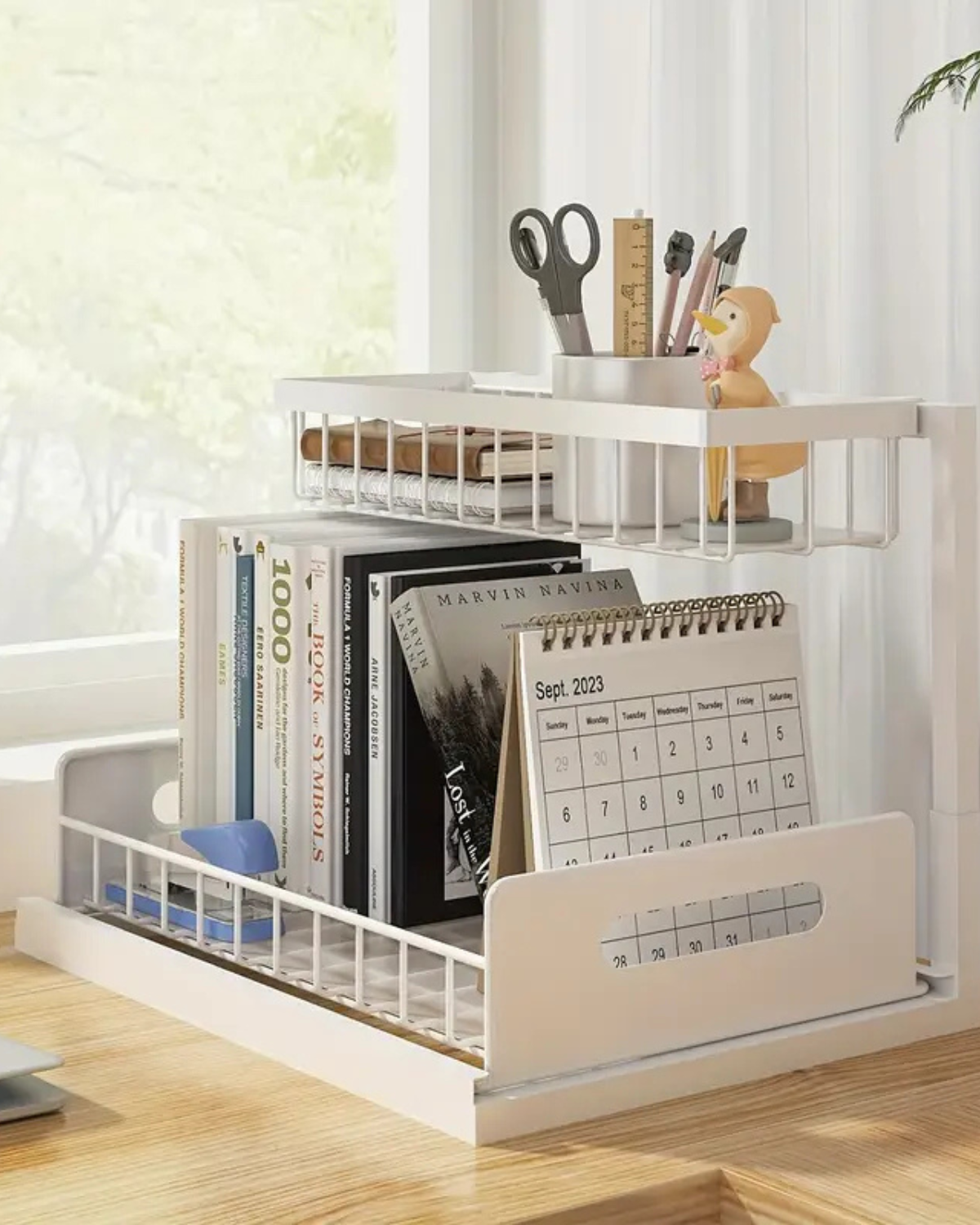 Uitschuifbare Kast Organizer Onder Wastafel Zwart Wit Twee Niveaus Keuken Badkamer Opbergsysteem Schoonmaakspullen Toiletartikelen | Sansoti