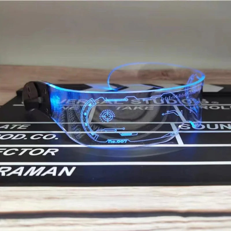 LED-Visierbrille mit beleuchtetem Cyberpunk-Look für Partys, Festivals und Halloween - futuristisches Design für Cosplay | Sansoti