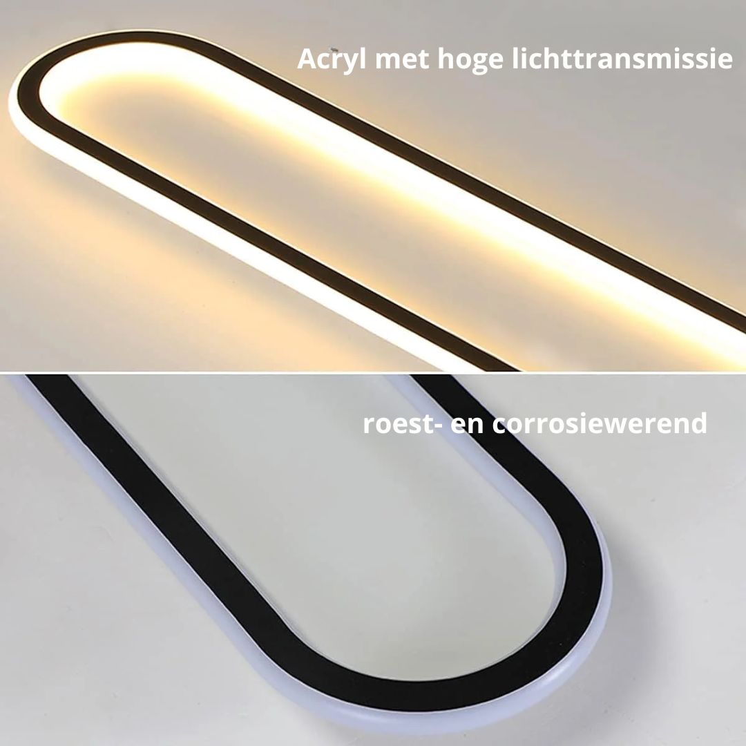 LED Deckenleuchte Langoval Schwarz Weiß Flur Wohnzimmer Schlafzimmer Modern Minimalistische Deckenbeleuchtung | Restfield