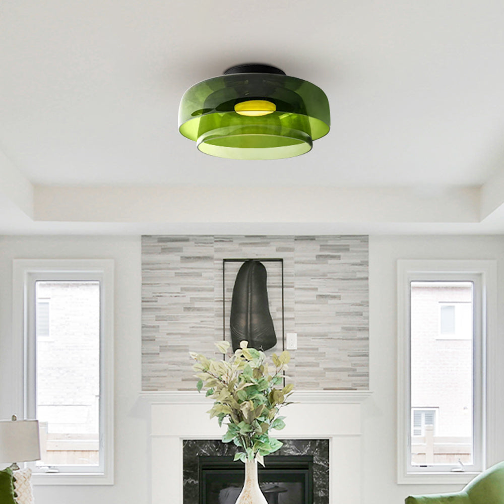 Design Glazen Plafondlamp met Gelaagde Structuur — Elegant Lichtspel voor Eetkamer, Woonkamer en Slaapkamer | Sansoti