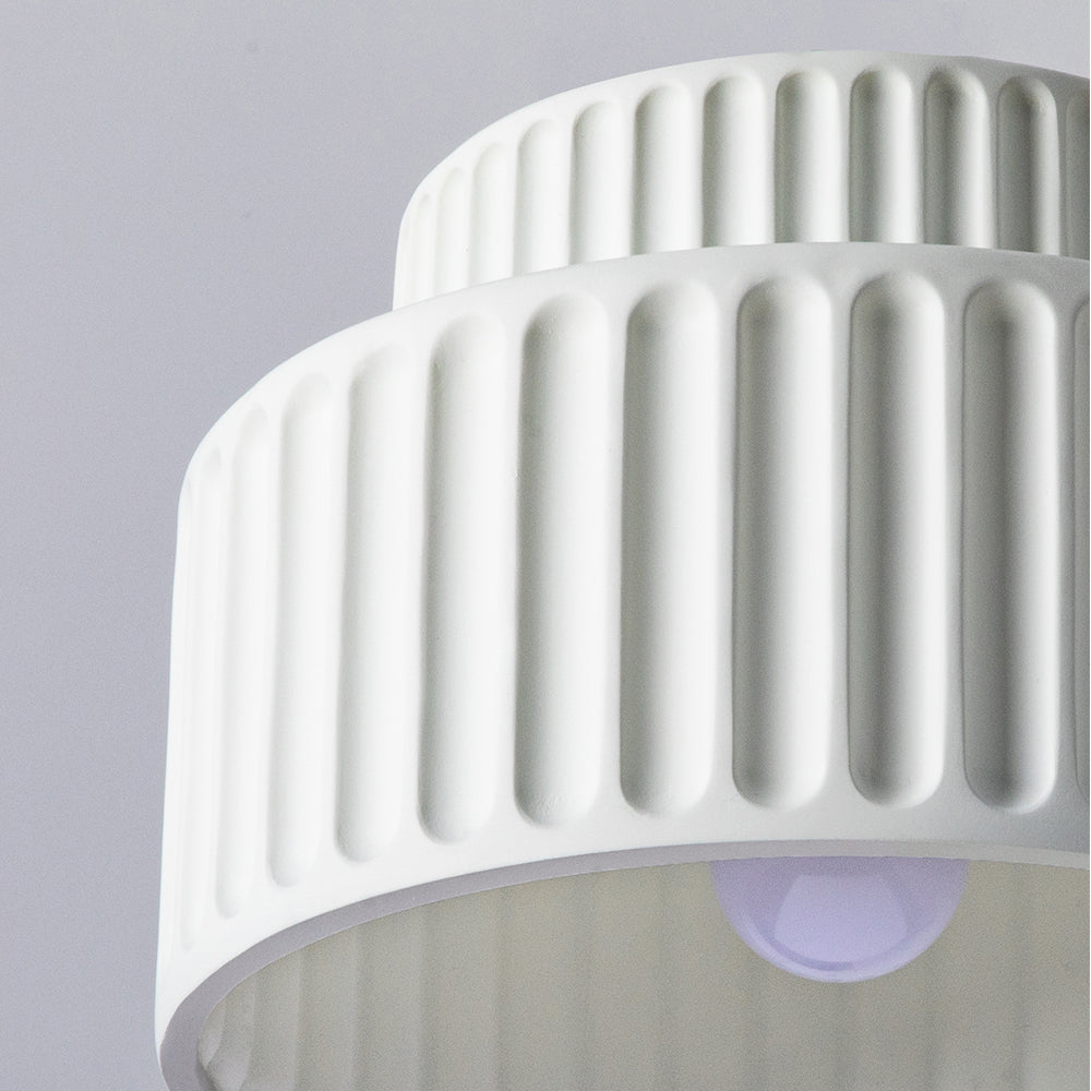 Deckenleuchte Gerippt Resin E27 Weiß Kompakt Modernes Interieur Wohnzimmer Küche Schlafzimmer Retro Design Deckenlampe | Restfield
