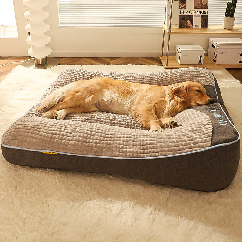 Hundebett Plüsch Rutschfest Waschbar Braun 80x64cm Orthopädisches Hundebett Groß