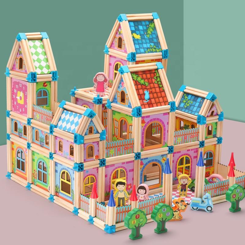 Maison de poupée en bois à construire soi-même, jouet pour enfants, 268 à 298 pièces, éducatif et créatif, jeu d’imagination | Sansoti