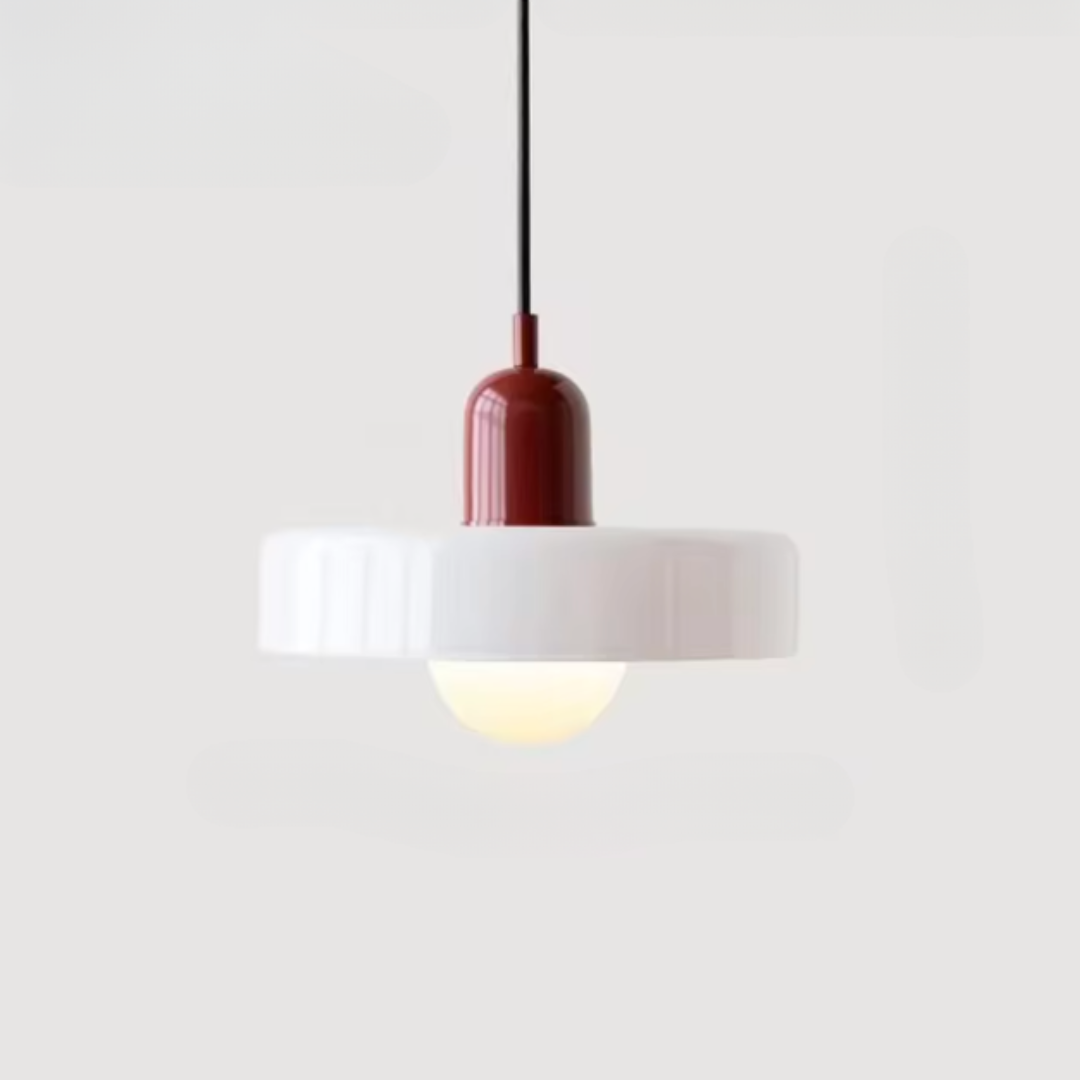Glazen Hanglamp met Dubbele Kleurkap – Moderne Bauhaus-Stijl Verlichting voor Woon- en Eetkamer | Sansoti