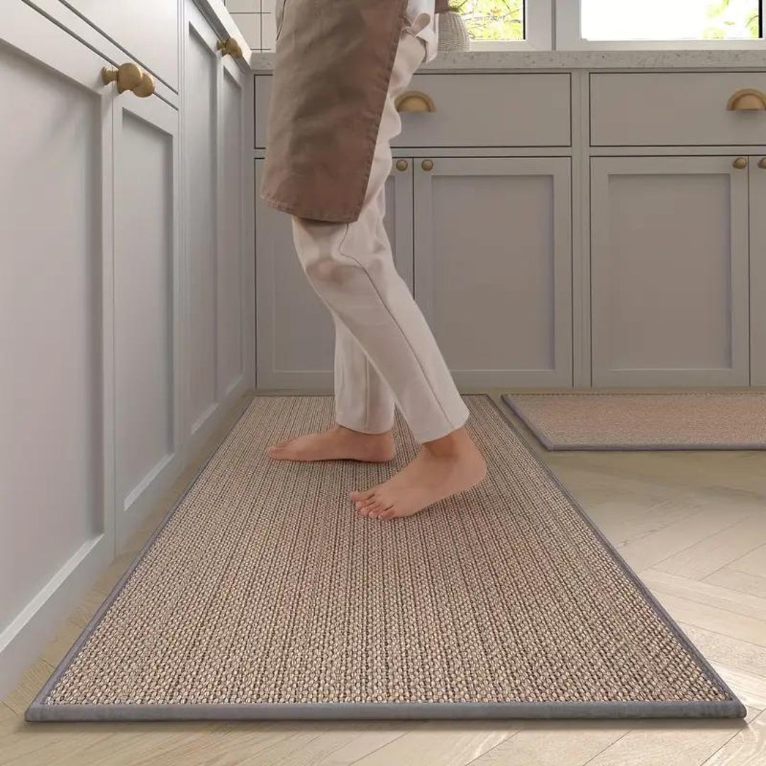 Keukenmat set 2 stuks 45x120 45x70 antislip ergonomisch beige keuken loper comfort mat keuken vloer anti slip sta mat | Sansoti