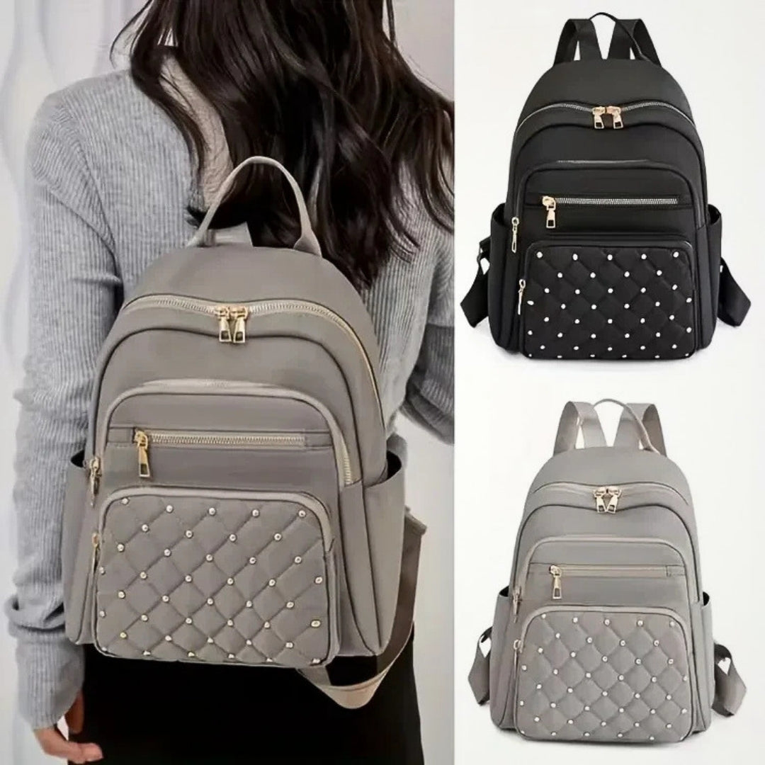 Quilted Backpack with Multiple Compartments Adjustable for Everyday Use School Work Travel Comfortable | Sansoti