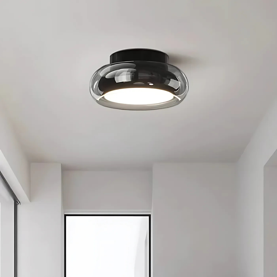 Plafondlamp Glas LED 24W Amber Woonkamer Hal Retro Design Compact Modern | Sansoti