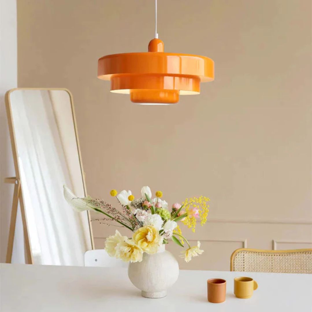 Hängeleuchte Metall Geschichtet Ø35cm Orange E27 Esstisch Wohnzimmer Retro Design Beleuchtung Industriell Modern | Restfield