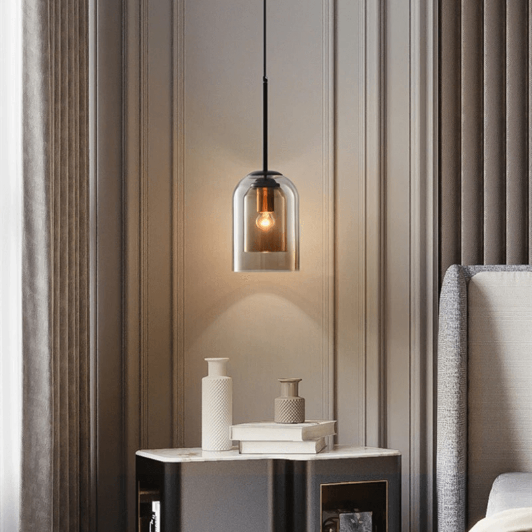 Scandinavische Glazen Hanglamp Slaapkamer Amber Grijs Nordic Minimalistisch Design Eetkamer Verlichting | Sansoti