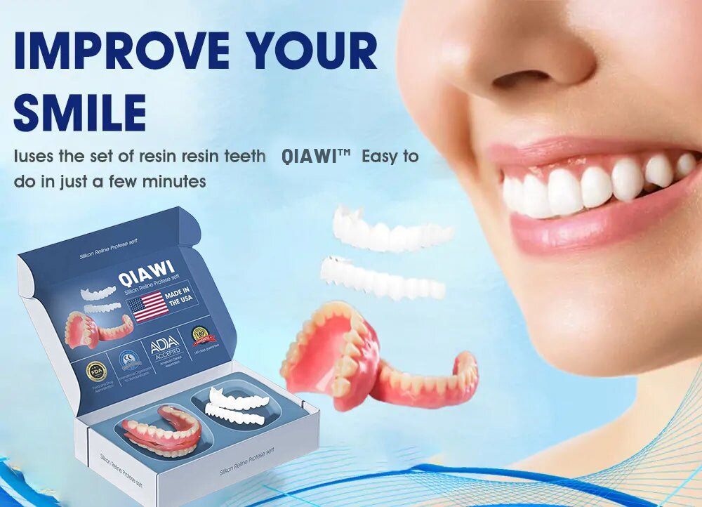 Cosmetic Denture Prosthesis for Adults, Removable Silicone Tooth Filling, Reusable, Natural White | Sansoti