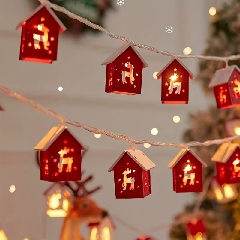 Verlichte Decoratie Huisjes LED Slinger 200cm Kerst Wintersfeer Warm Licht Batterij Sfeervol Kerstdecoratie | Sansoti