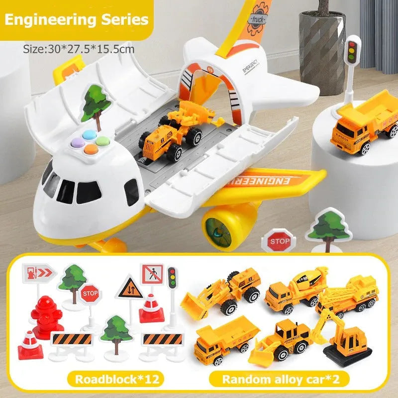 Großes Flugzeug-Spielset mit Licht, Geräuschen, Fahrzeugen und Zubehör, Lernspielzeug für Kinder von 3–12 Jahren | Sansoti