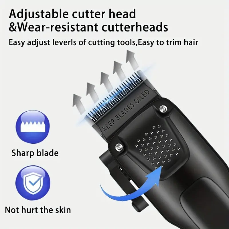 Professionele Haar- en Baardverzorgingsset 3-delig Draadloos met LED-Display USB Oplaadbaar Trimmer Scheerapparaat voor Mannen | Sansoti
