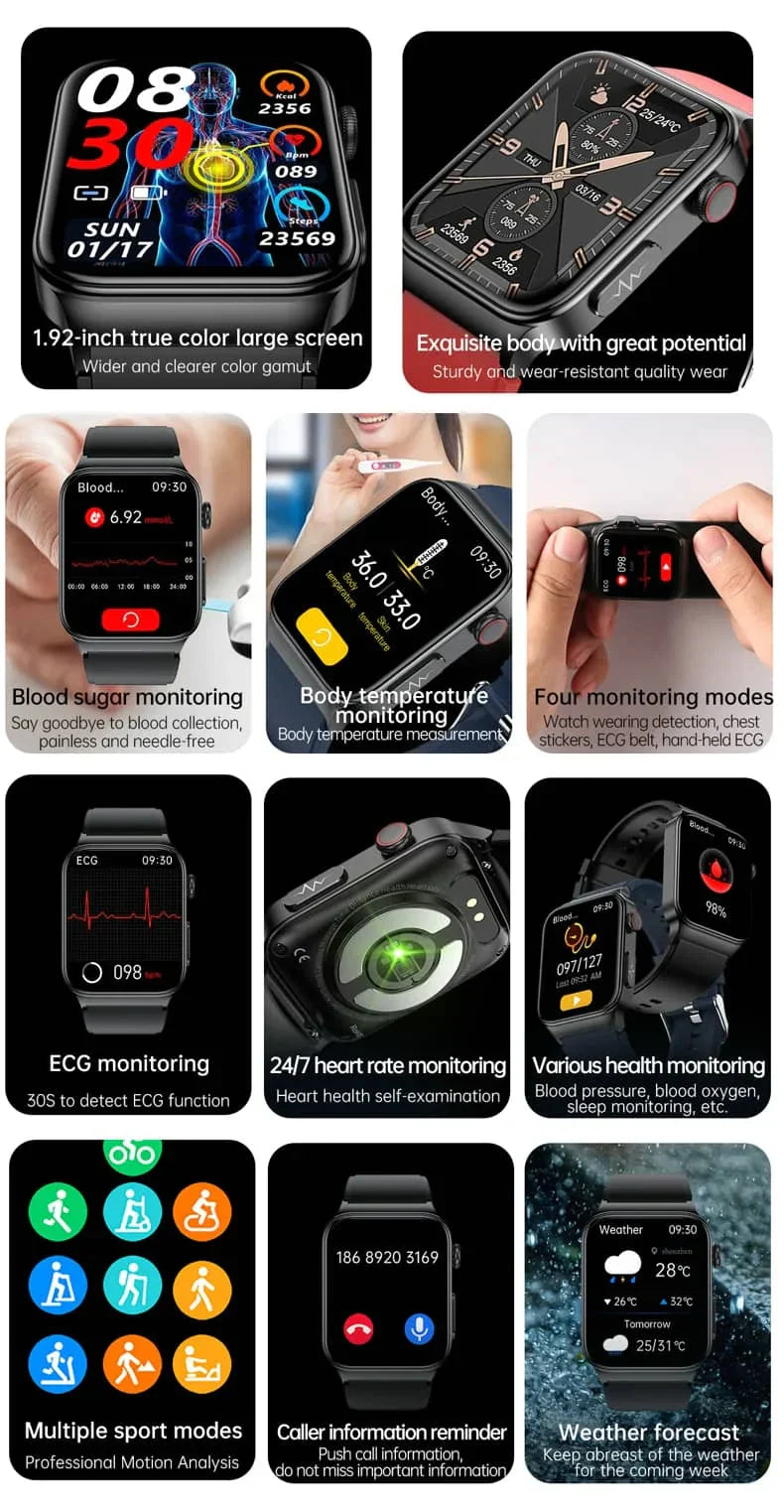 Geavanceerd Gezondheidshorloge met ECG en Bloedglucose Monitoring | Sansoti
