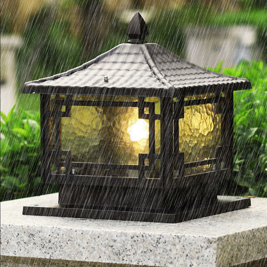 Lampe sur pied d’extérieur étanche en aluminium couleur café pour jardin, balcon et villa - éclairage LED sur pied d’extérieur | Sansoti