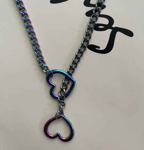 Hartvormige Schakelketting RVS Unisex Handgemaakt Cuban Link 3 Kleuren Lijn Design | Sansoti
